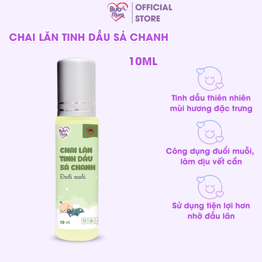 Chai lăn tinh dầu đuổi muỗi cho bé sả chanh 10ml bub&mum - yoosoo