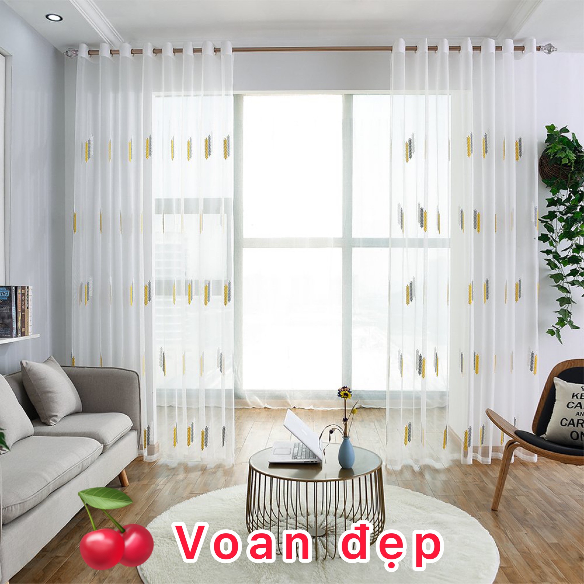 [Rèm voan lá sọc 3 màu ] Rèm cho cửa đi cửa sổ Nhiều kích thước [Ảnh thật] [Giá hủy diệt]