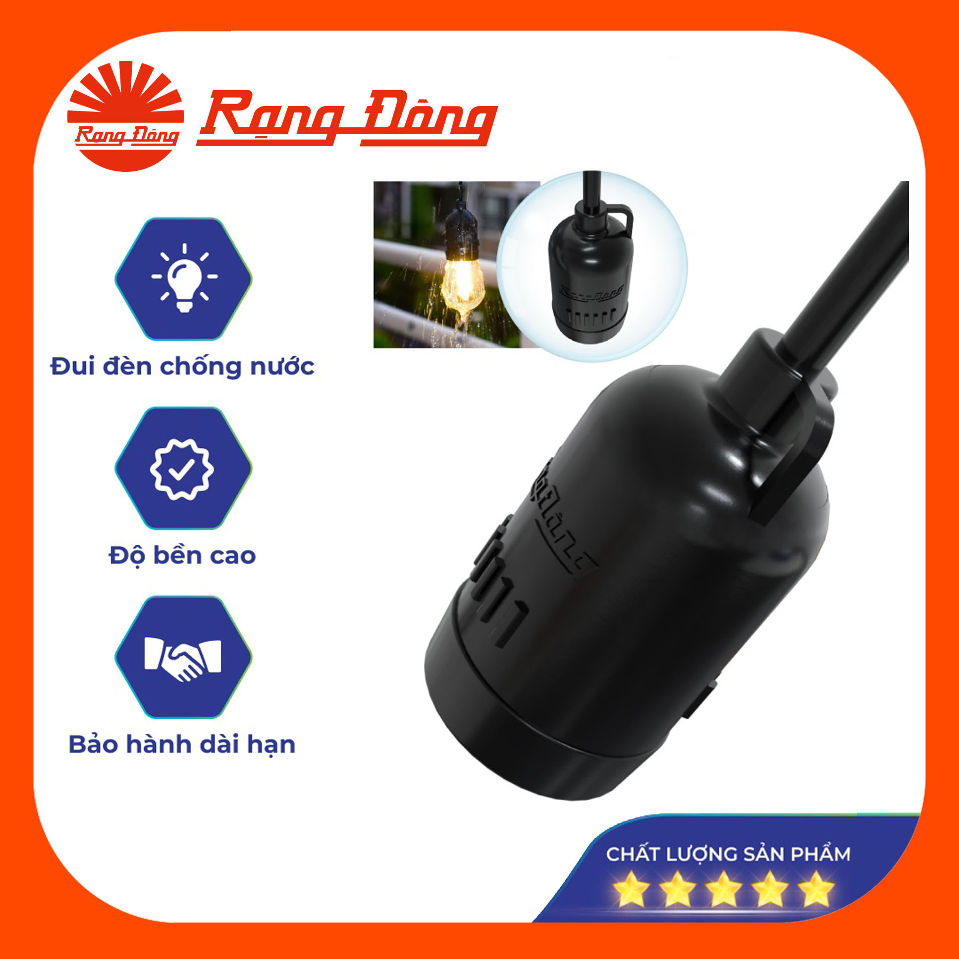 Đui đèn Rạng Đông E27, chống nước, độ bền cao