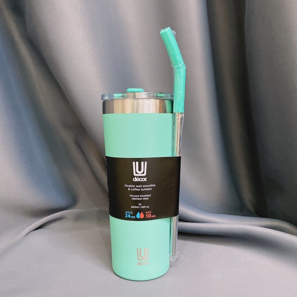 ( Tặng kèm ống hút) Bình Ly giữ nhiệt Decor smoothie Tumber 650ml hàng úc