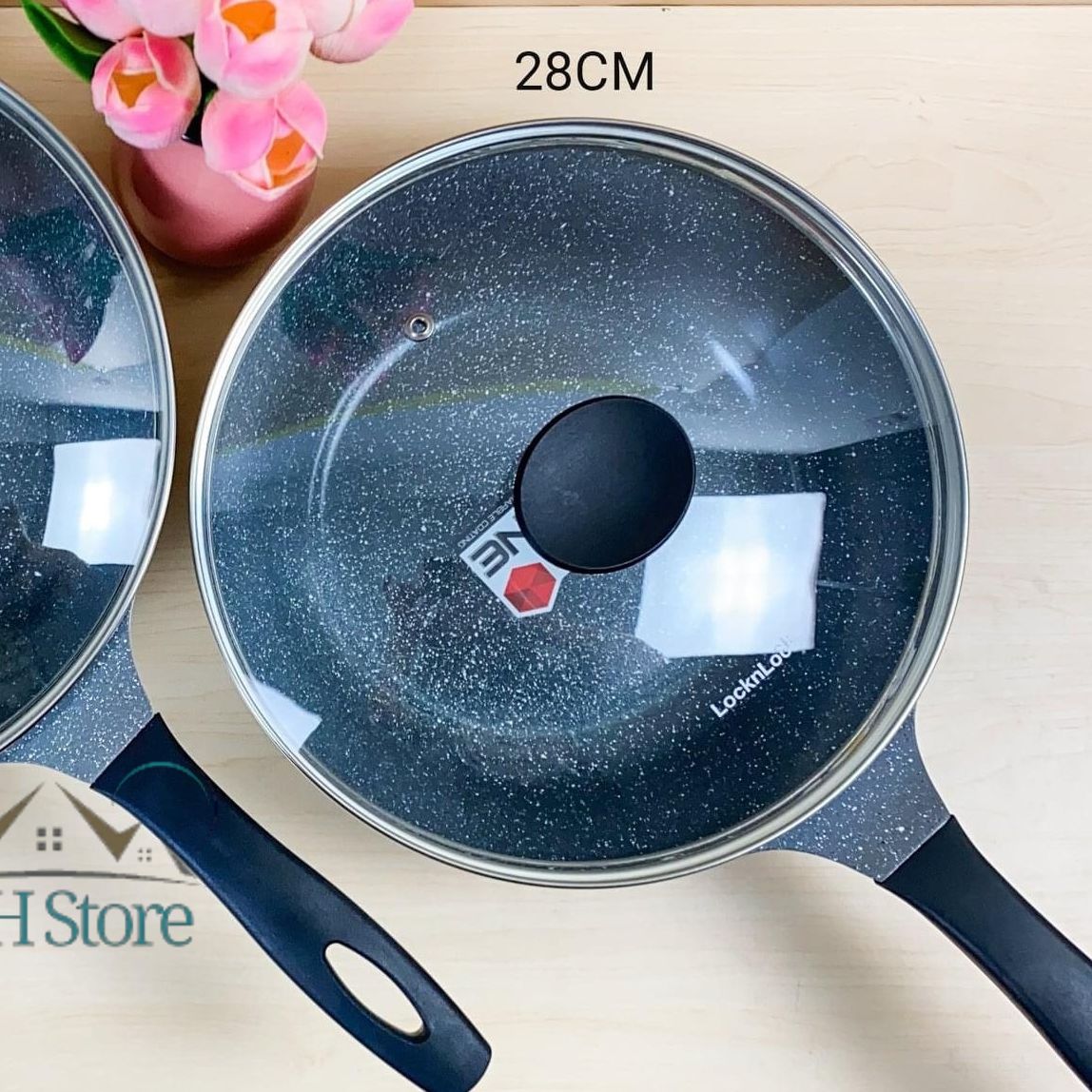 Chảo sâu lòng Lock&Lock có nắp vân đá đáy từ 28cm LCA6285D 30cm LCA6305D