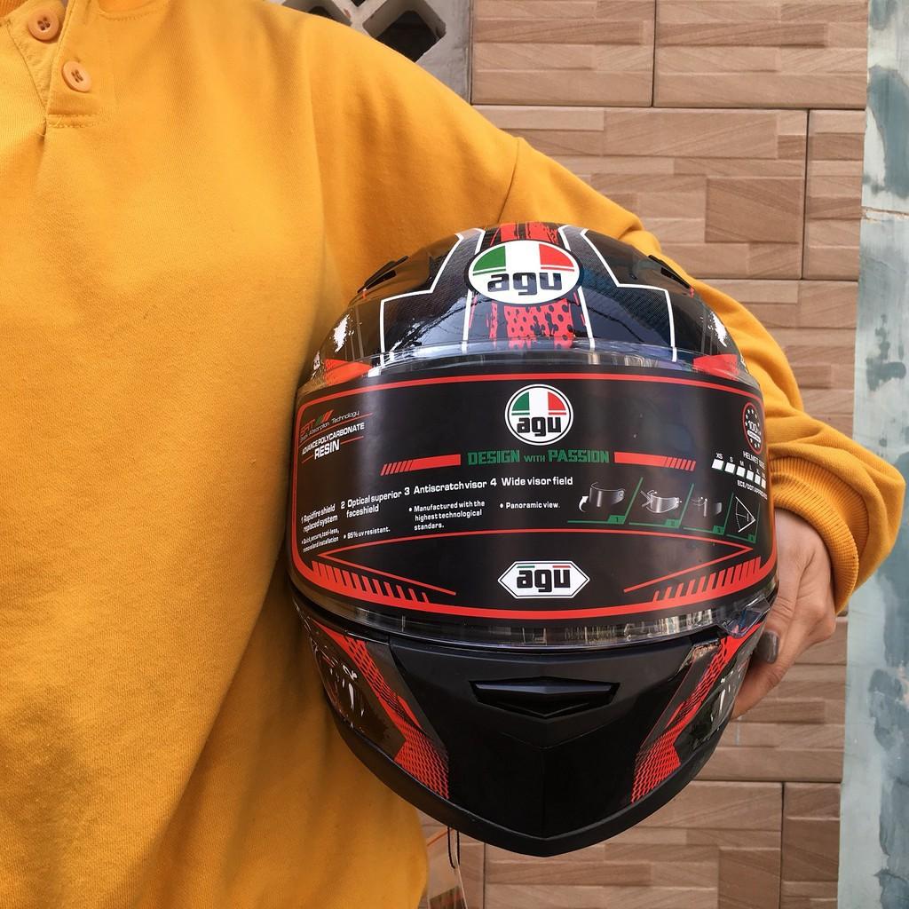 Mũ Fullface AGU tem sói đỏ kèm túi rút