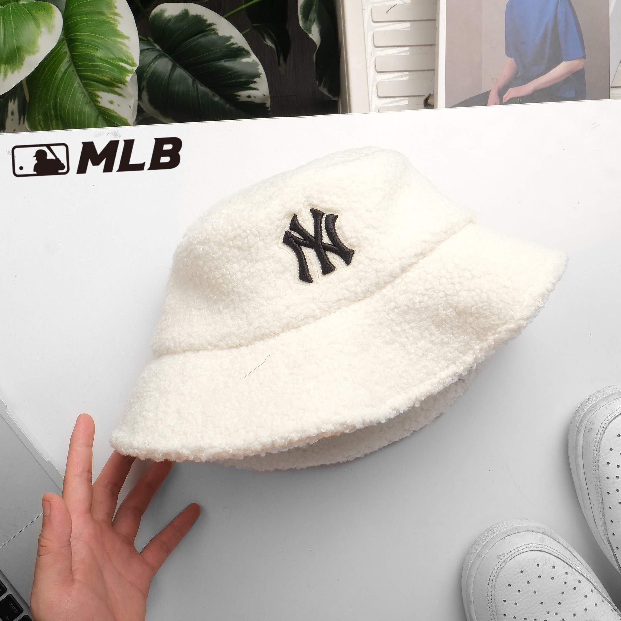 Nón bucket M.l.b.Fleece_VNXK, vải lông cừu dạ 100%