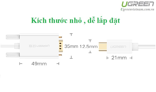 Cáp USB Type-C to VGA dài 1,5m Ugreen 30842 cao cấp