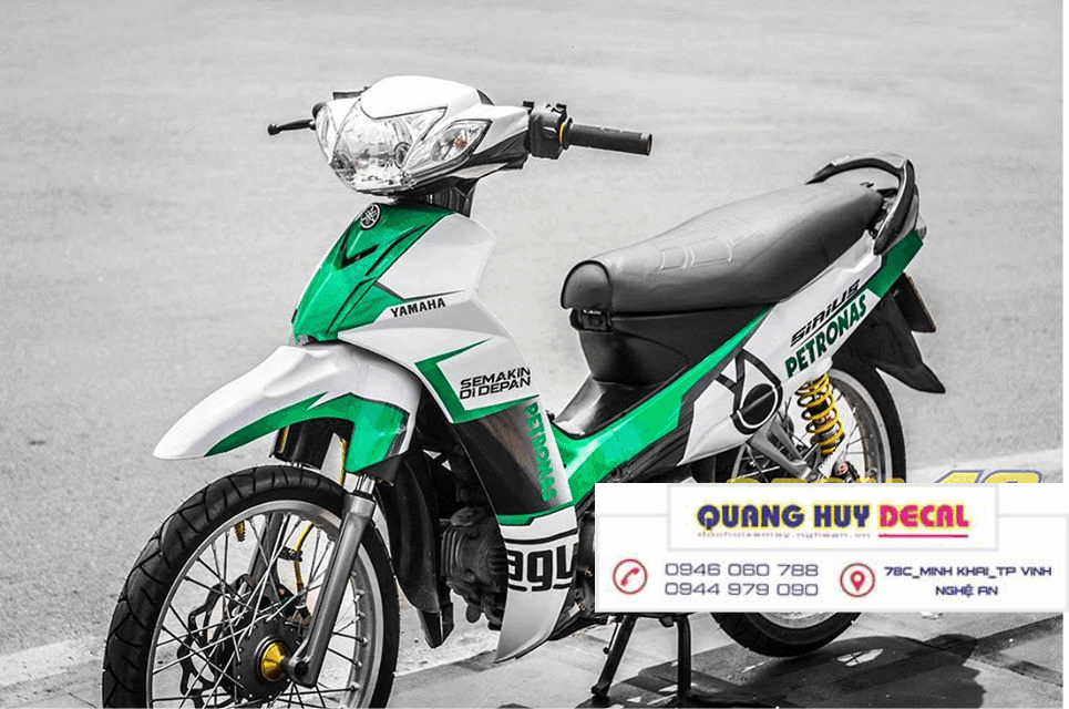 Tem trùm  xe sirius  xanh trắng chế  đẹp  - Tem trùm sirius xanh trắng chỉnh sửa thiết kế  -chế tem dán xe máy sirius   rẻ đẹp chất