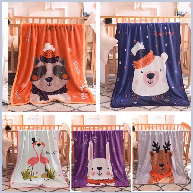 Chăn lông tuyết 2 lớp 140x100cm cho bé trai, gái