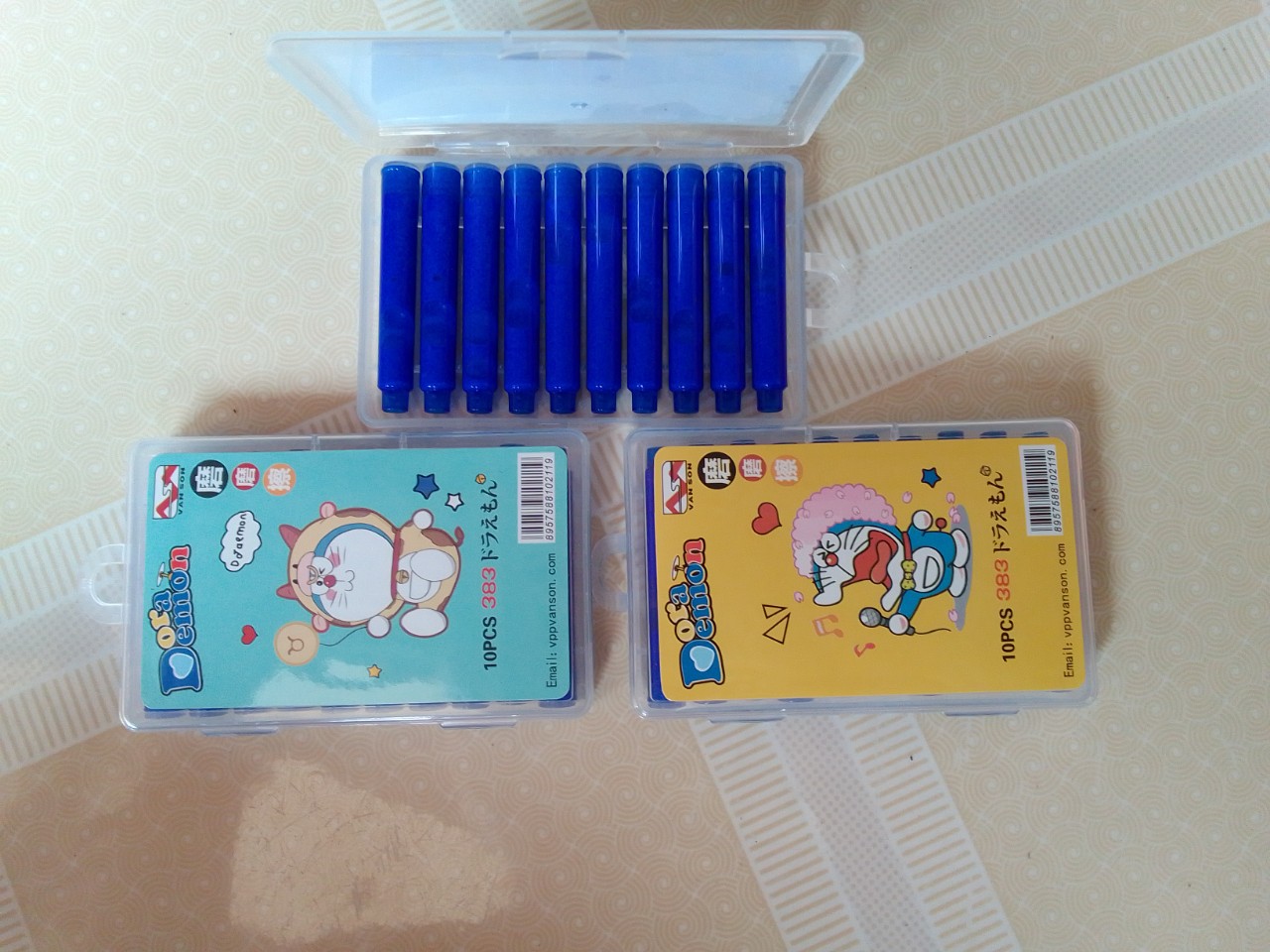 Hộp 10 ống ruột bút máy mực xanh tẩy xóa được cao cấp