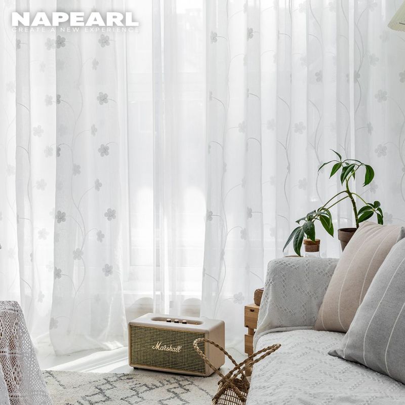 Napearl rèm cửa Rèm vải tuyn Hình hoa nhỏ đáng yêu đơn giản sheer cho phòng khách 1 CÁI
