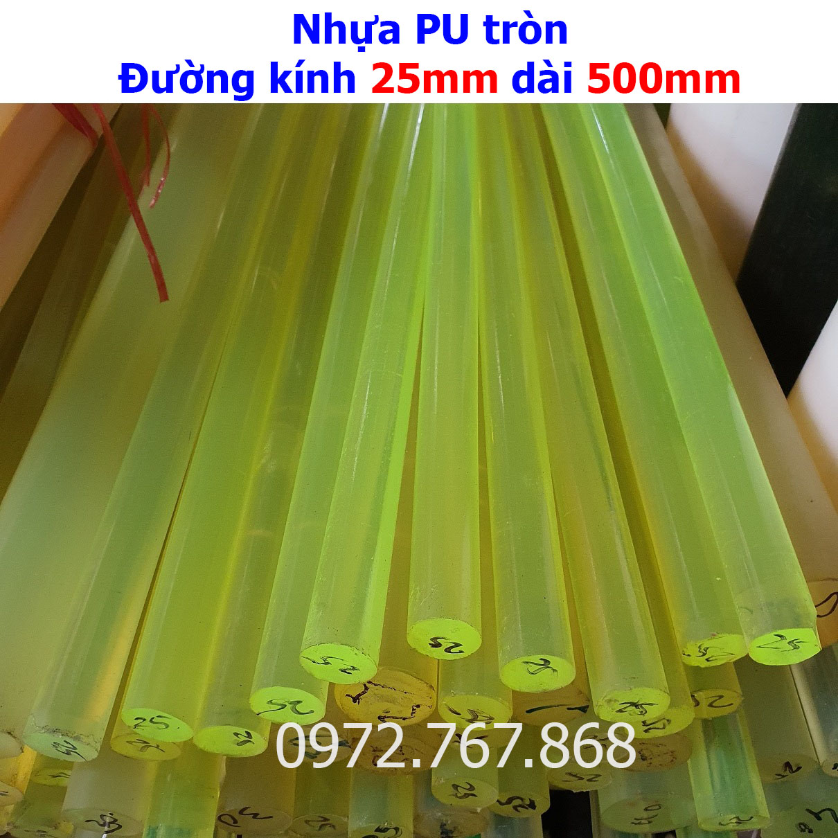 (2 Thanh) Nhựa PU tròn 25*500 (đường kính 25mm, chiều dài 500mm)"
