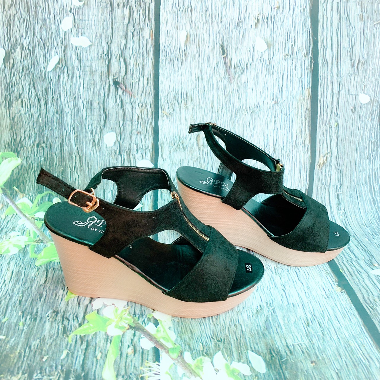 Giày sandal Đế Xuồng 9cm Dây Kéo DX007