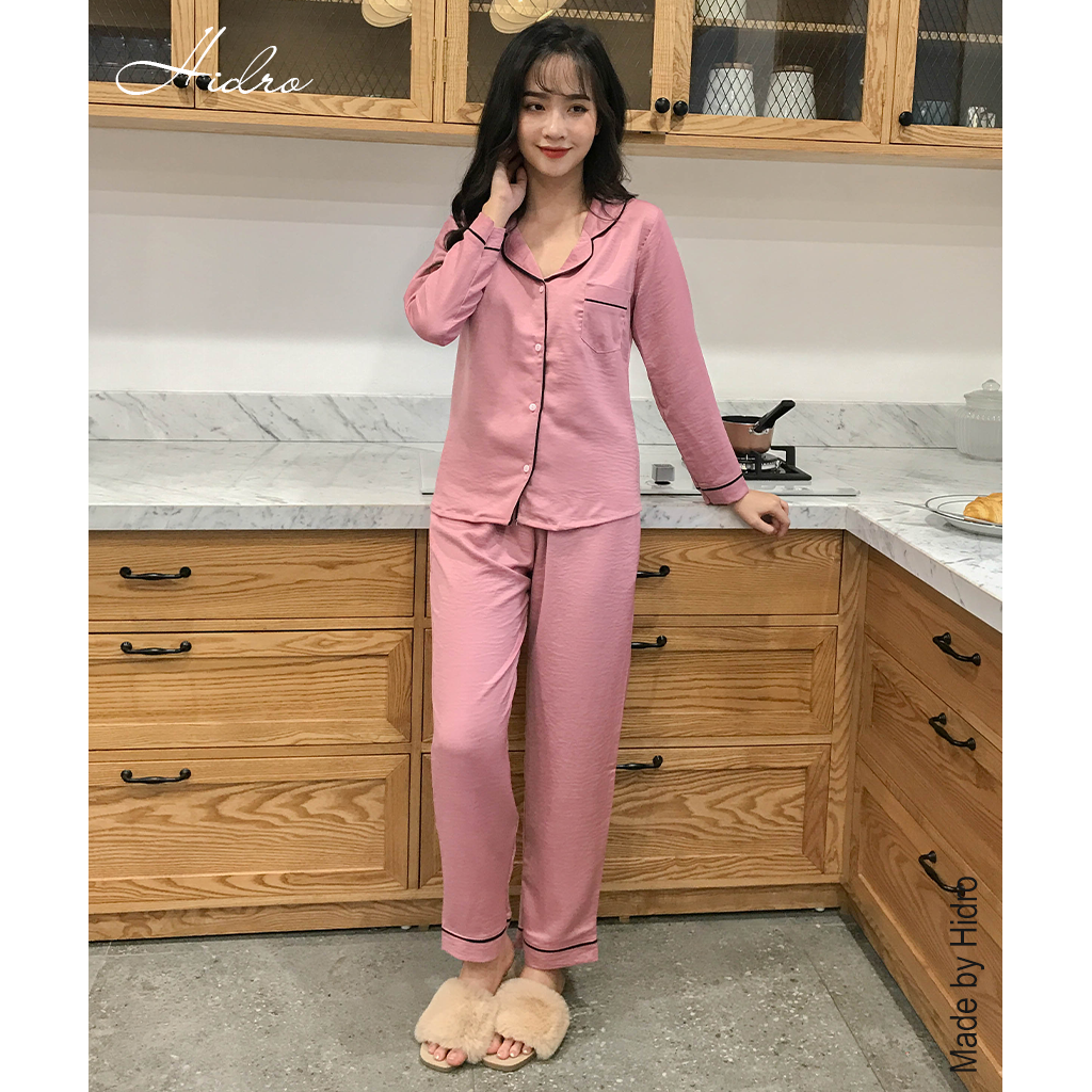 HIDRO Bộ pijama tằm trơn