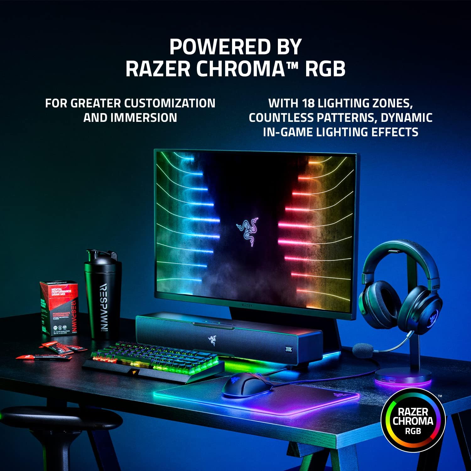 Loa Razer Leviathan V2 | PC Gaming Soundbar with Subwoofer (Loa Gaming) | THX Spatial Audio | Compact Design | Bluetooth
