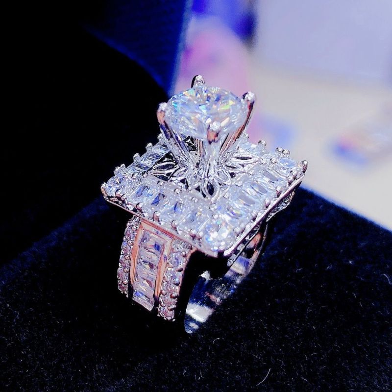 High quality square rings with high -quality stones, material inside the core of Thai silver permanently not black - Juri Shop - N1121214 - Design suitable for all ages