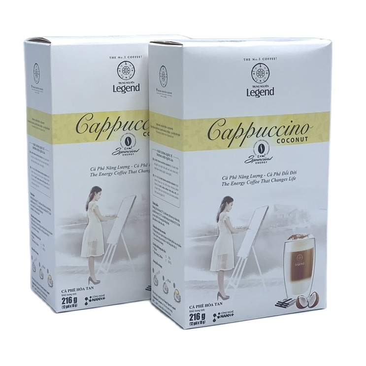 Combo 02 Hộp Cà phê Cappuccino Coconut Trung Nguyên Hộp 12 Gói