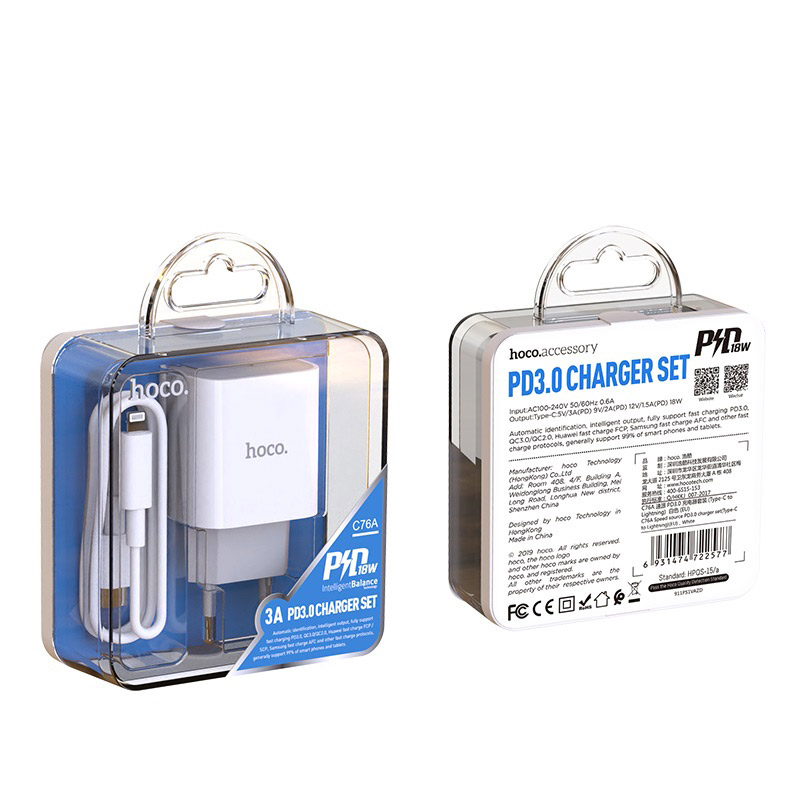 Bộ Sạc Nhanh Siêu Tốc Hoco C76A - PD 18W đầu vào TypeC Cho Iphone Ipad