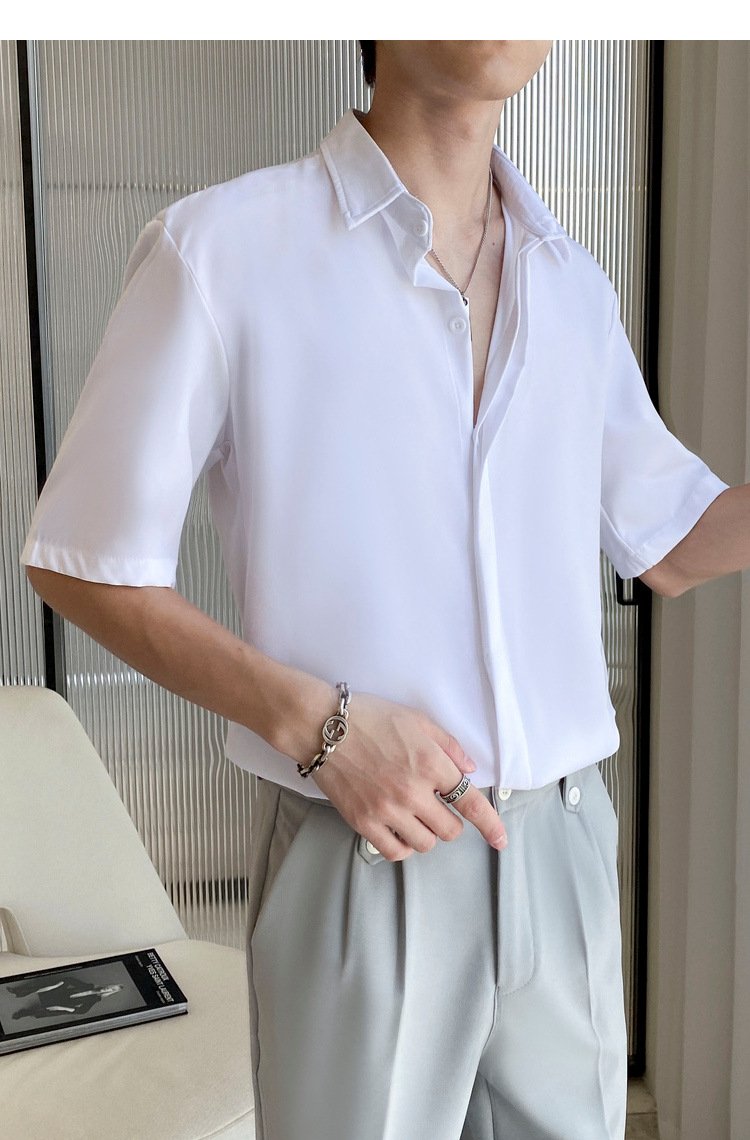 Áo sơ mi rộng tay ngắn nhiều màu unisex nam nữ GIẤU NÚT chuẩn form Hàn Quốc vải lụa mềm mịn mát 40-90kg MRN02