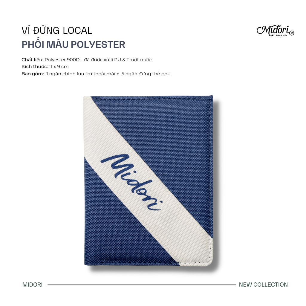 Ví Vải Đứng Nam Nữ Màu Phối Polyester Kháng Nước Bóp Gập Đựng Thẻ Midori Local Brand Chính Hãng M Studio