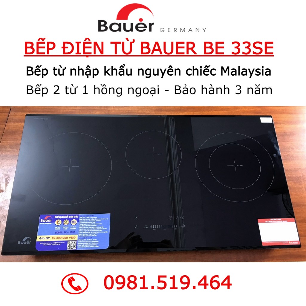 Bếp từ 3 lò Bauer BE 33SE Tặng hút mùi cao cấp