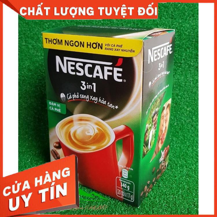 Cà phê hòa tan Nescafé 3in1 xanh đậm vị cà phê (hộp 20 gói x 17g)