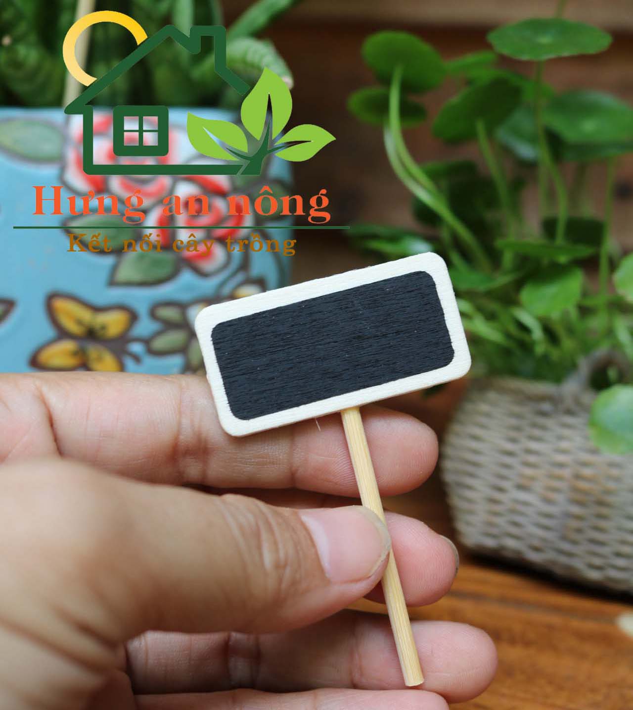 Thẻ trụ gỗ namg tag chữ nhật dùng ghi tên giống cây, trang trí chậu, size mini 2x4cm,