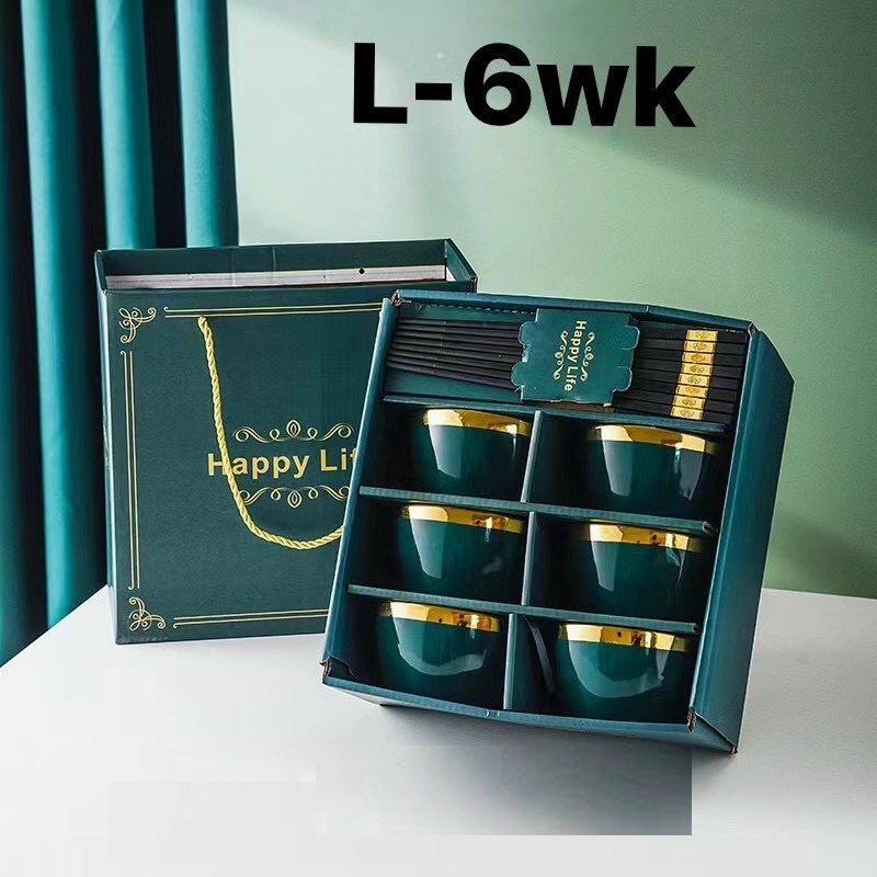 Bộ 6 bát sứ xanh viền mạ vàng, bộ 6 bát sứ xanh cổ vịt ,bộ 6 bát ăn cơm mạ vàng ,bộ 6 chén ăn cơm sứ viền vàng ,tặng kèm đũa