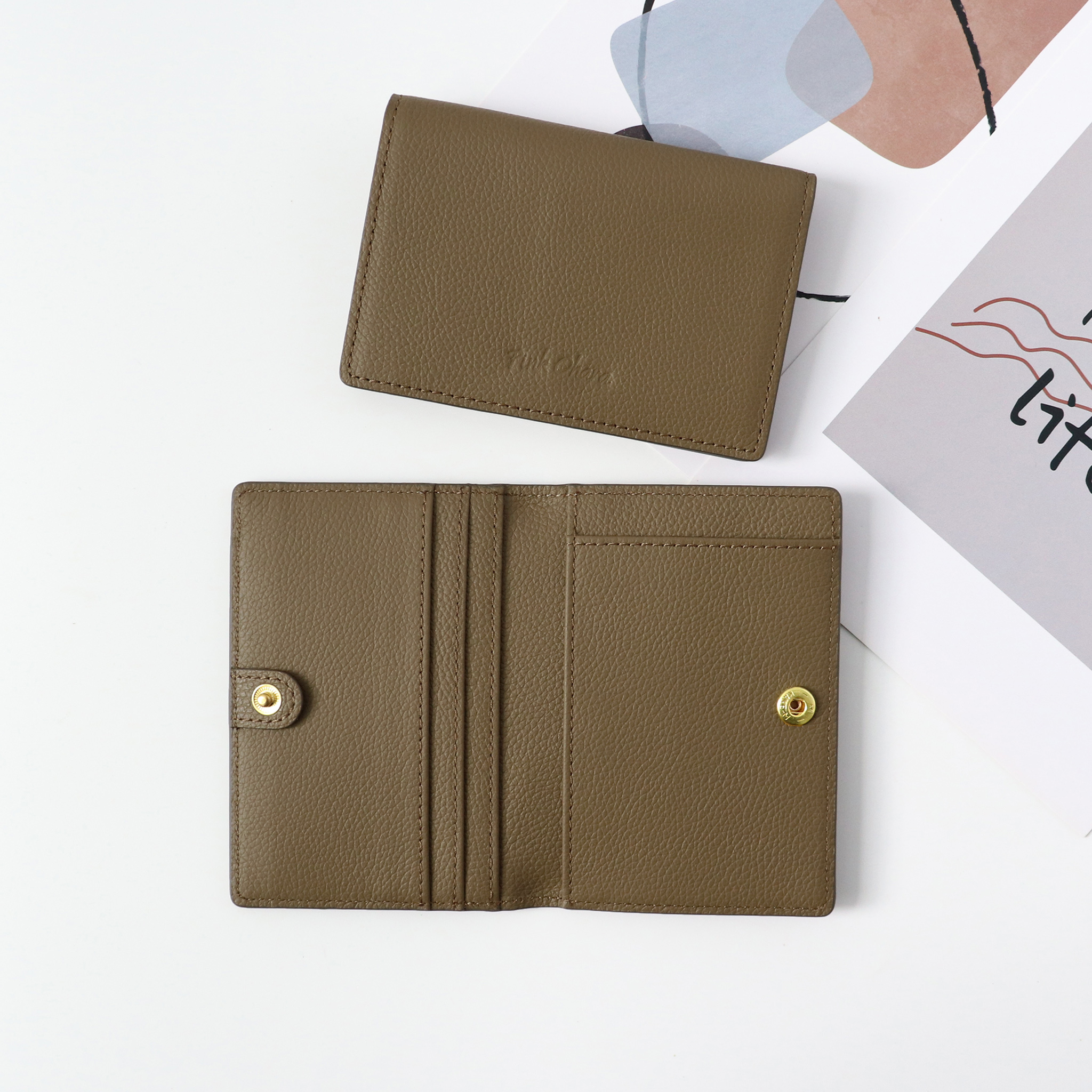 Ví đựng thẻ card Mundo - da bò vân hạt nhập Nhật