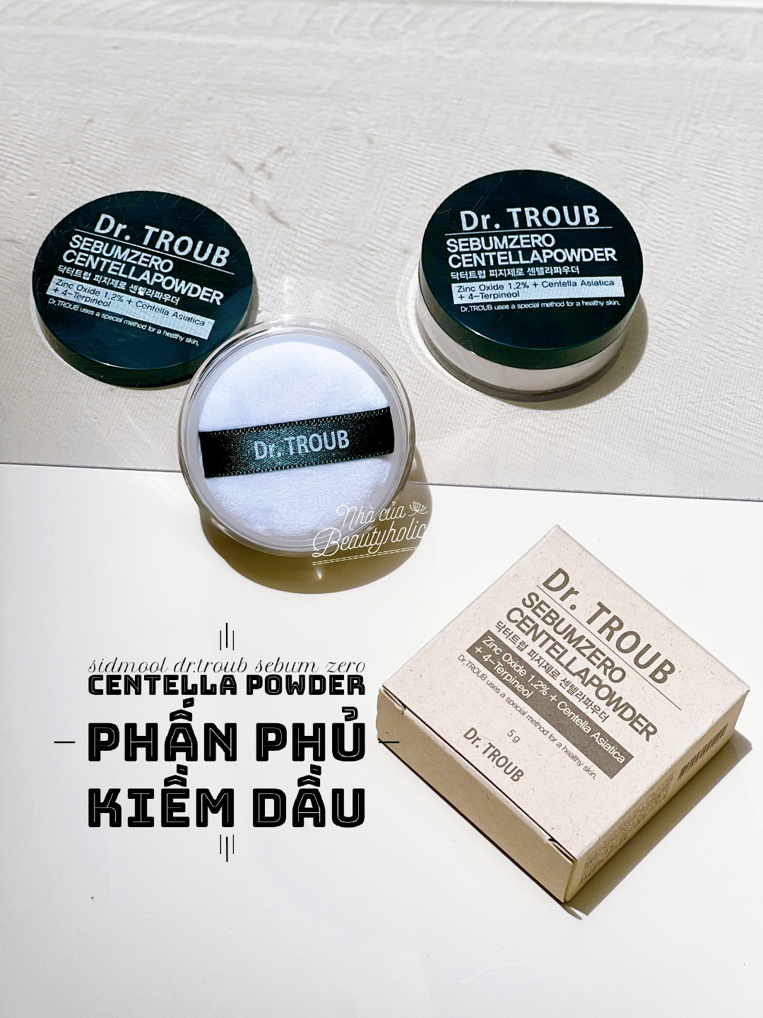 [Nhacuabeautyholic] Phấn phủ kiềm dầu da mụn SIDMOOL DR.TROUB SERUM ZERO CENTELLA POWDER
