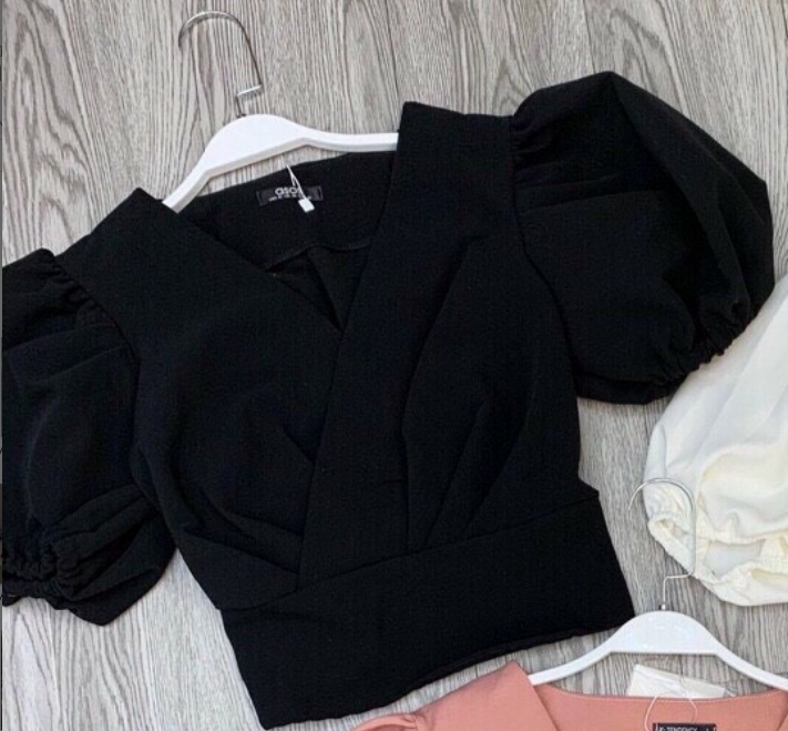 [HCM]Áo nữ croptop cổ V tay phồng cực xinh