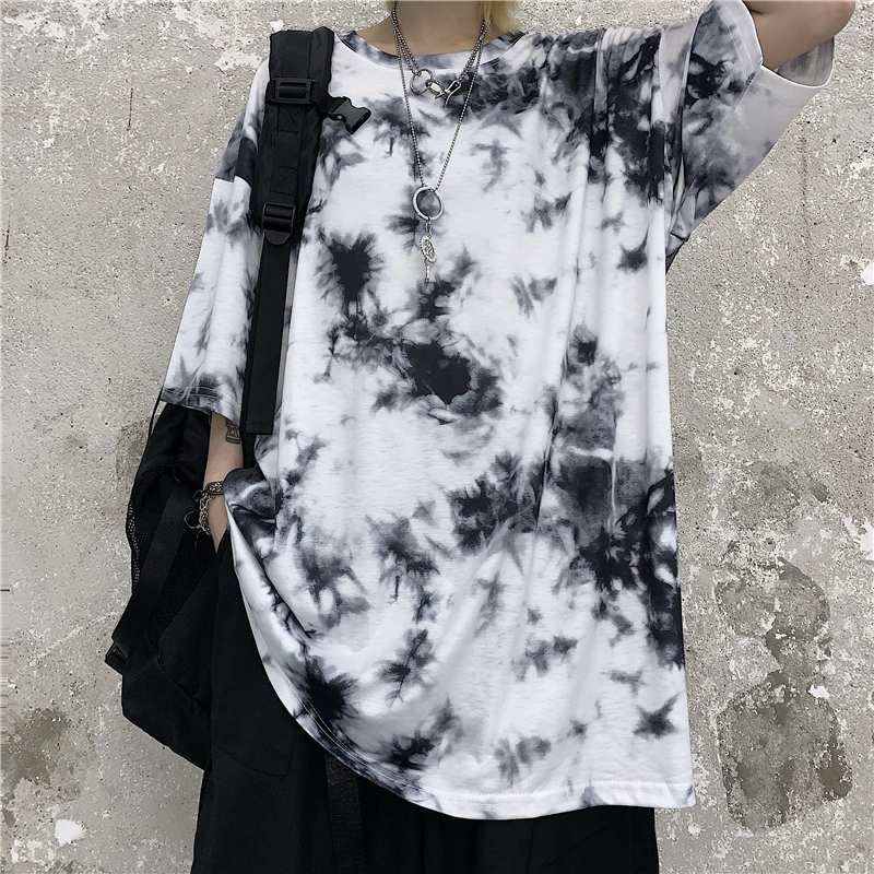 Áo Thun Nữ Mùa Hè Loang Màu Cá Tính Mẫu Street Style Cổ Tròn Tay Ngắn Màu Trắng Basic Hot Hit 2024 Thời Trang 4MENHCM AO TOP NAM 90000180V1