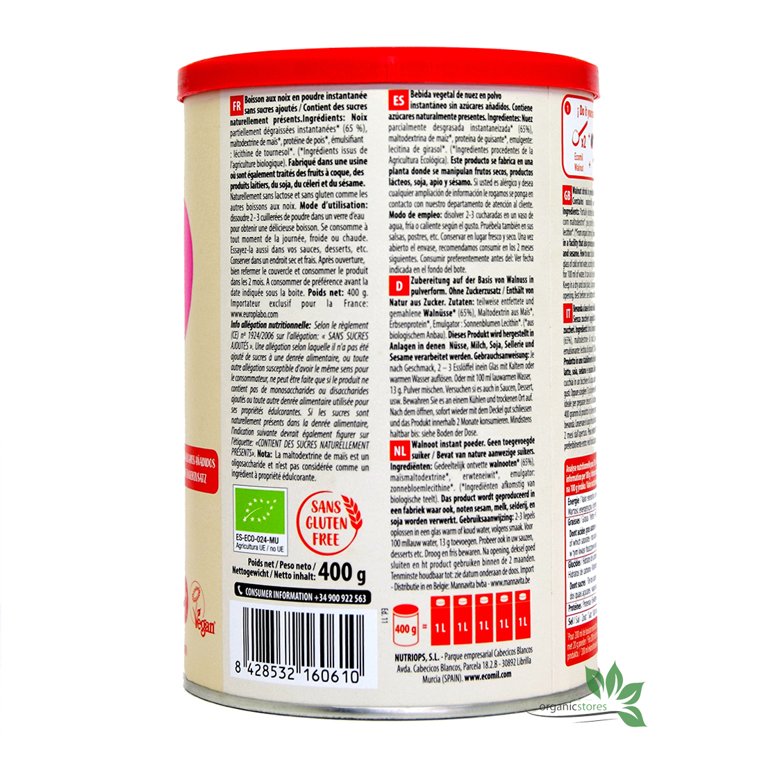 Bột óc chó không đường 400g – Ecomil