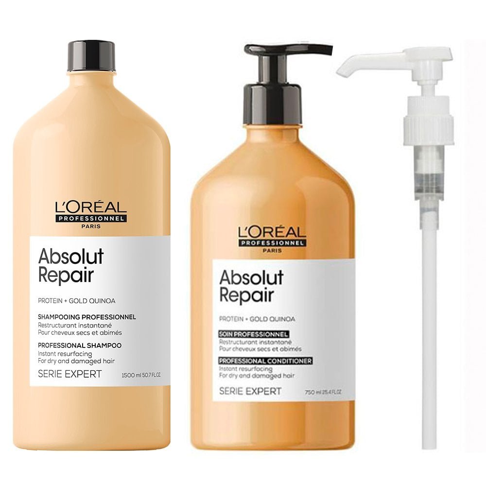 [Combo] Cặp dầu gội 1500ml, dầu xả 750ml Loreal Professionnel phục hồi hư tổn toàn diện Serie Expert Absolut Repair Gold