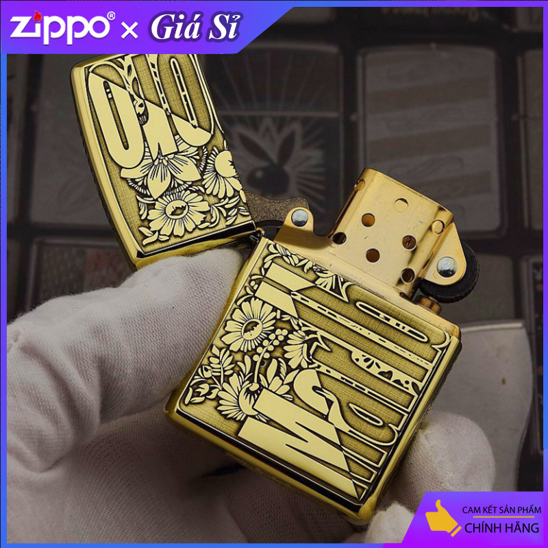 Bật lửa Zippo khắc Logo MBR bản Armor màu vàng bóng