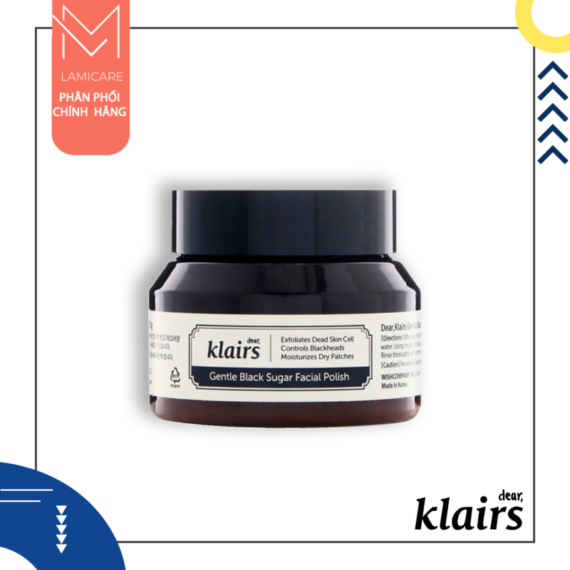 Gel tẩy tế bào chết làm sạch mụn đầu đen hiệu quả Klairs gentle black sugar facial polish 60g nhập khẩu