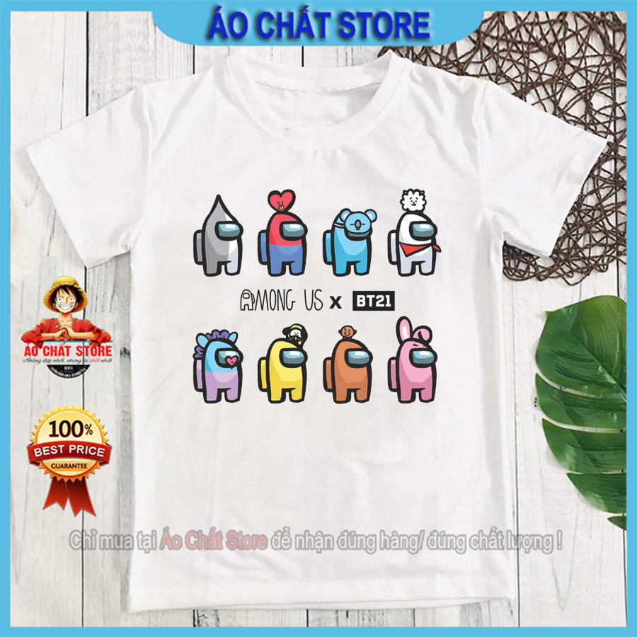 Áo thun among us skin bt21 siêu cute áo among us bé trai bé gái đẹp au34