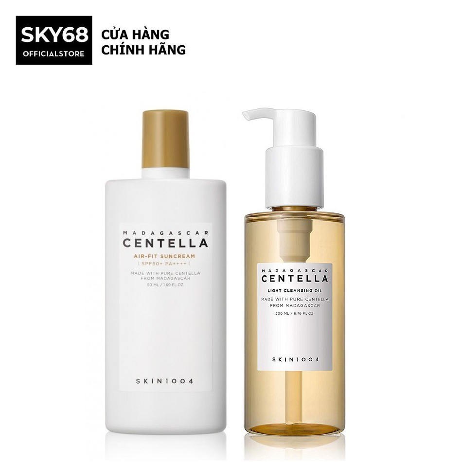 Combo 2 Sản Phẩm Giảm Mụn, Làm Dịu Da Chiết Xuất Rau Má Skin1004 Madagascar Centella (Tẩy trang 200ml + KCN 50ml)