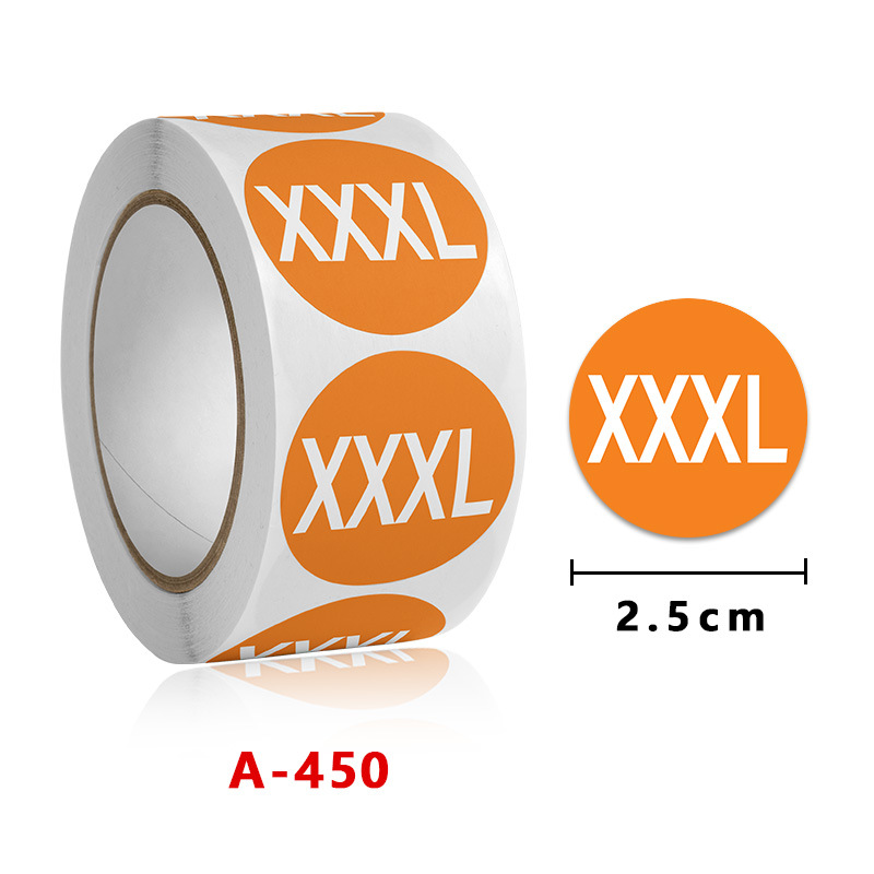 Cuộn 500 tem Sticker dán size quần áo  2.5cm