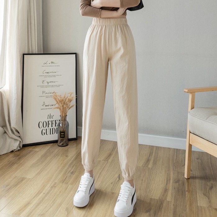 Quần đũi nữ  dài cạp chun bo gấu