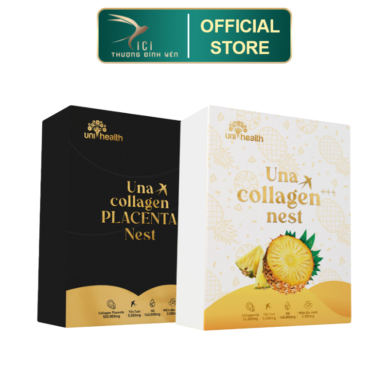 Combo 2 Hộp Collagen Dạng Uống Una Collagen Nest CICI THƯỢNG ĐỈNH YẾN Cân Bằng Nội Tiết, Giúp Da Căng Bóng Hồng Hào cao cấp
