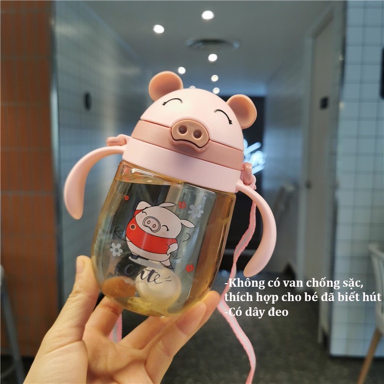 Bình tập uống, bình uống nước cho bé 350ml [ tặng cọ ống hút]