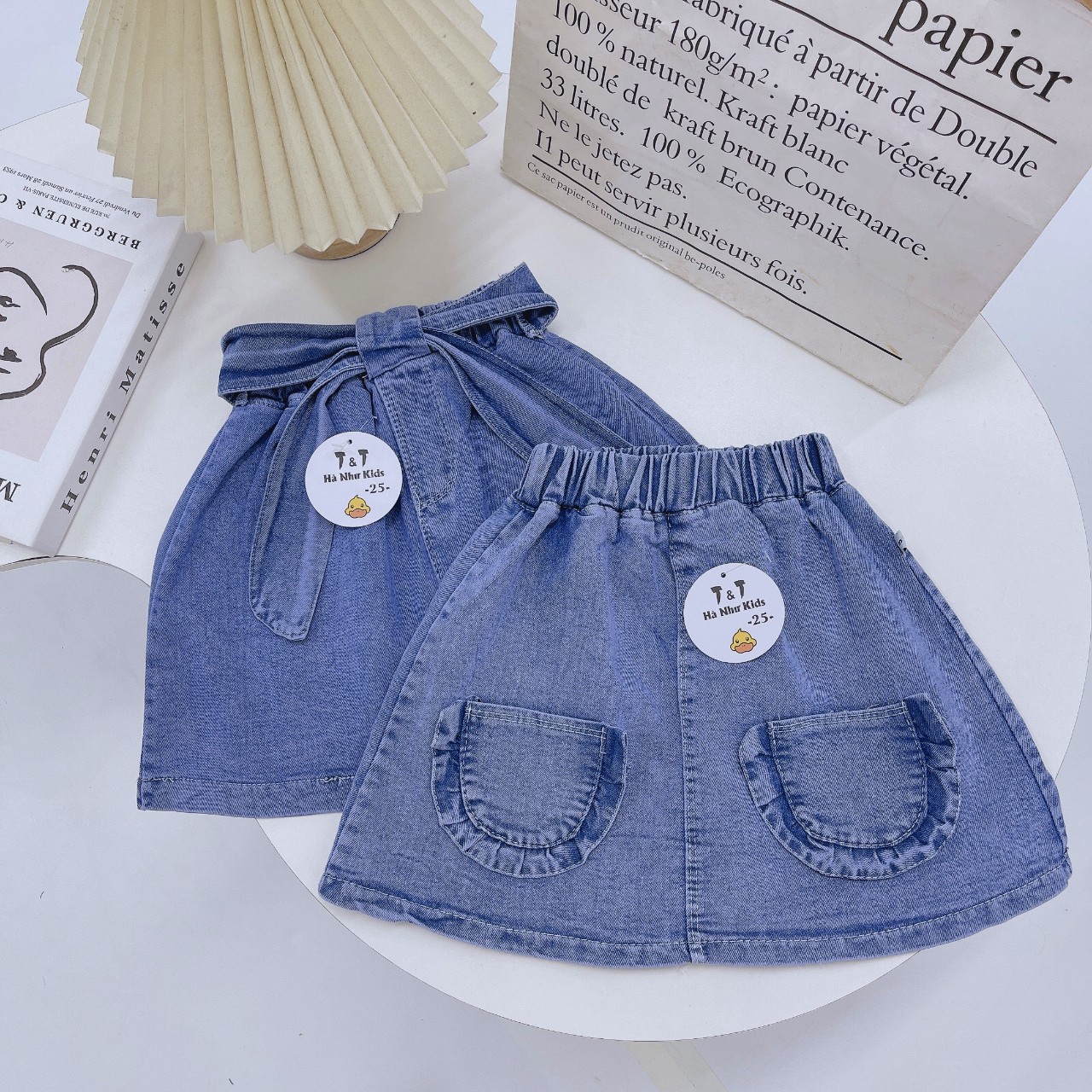 (12-30kg) Chân váy đầm jean bò cho bé gái