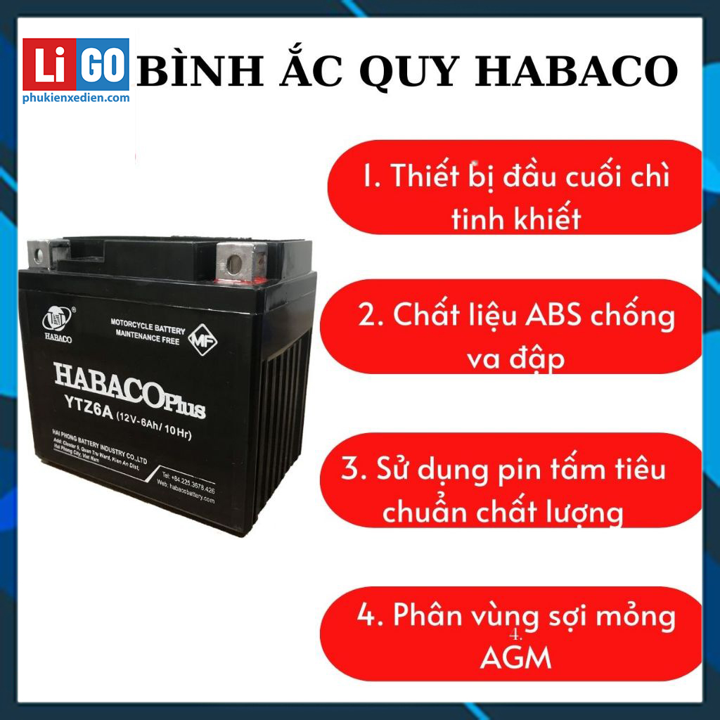 Ắc quy xe máy12V 8Ah HABACO PLUS YT8A