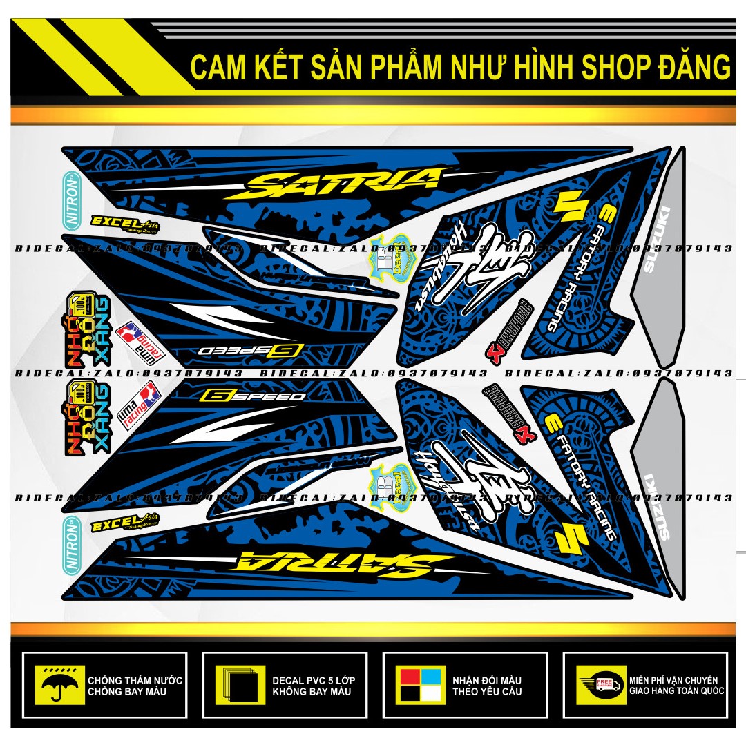 TEM RỜI SATRIA FI MẪU HAYABUSA DÁN XE ĐEN