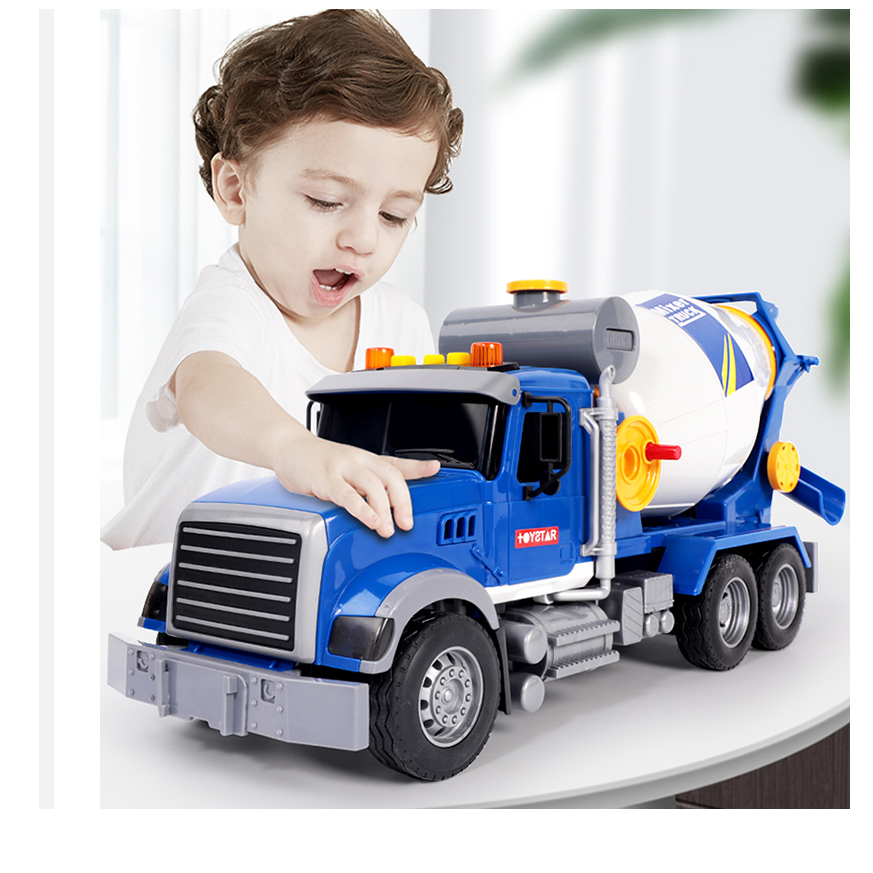 Đồ chơi trẻ em Xe trộn bê tông cao cấp mô hình xe công trình cỡ lớn có tay xoay