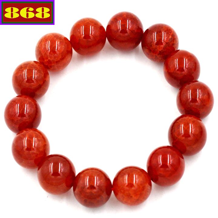 Vòng chuỗi đeo tay đá vân rồng đỏ 14 ly 14 hạt VRD14 - Sản phẩm phong thủy phù hợp với cả nam và nữ