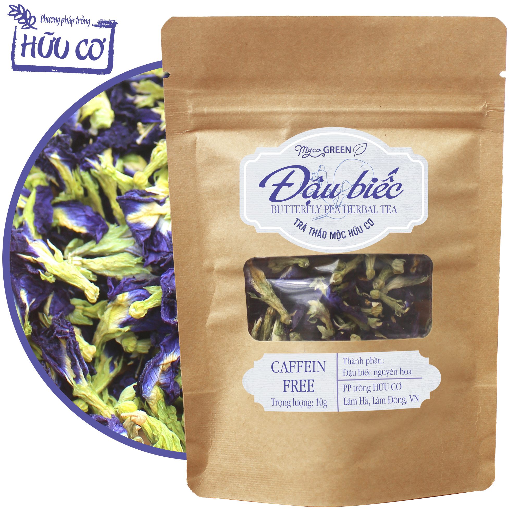 MycoGREEN, Trà Thảo Mộc Hoa Đậu biếc, PP trồng Hữu Cơ (10g)
