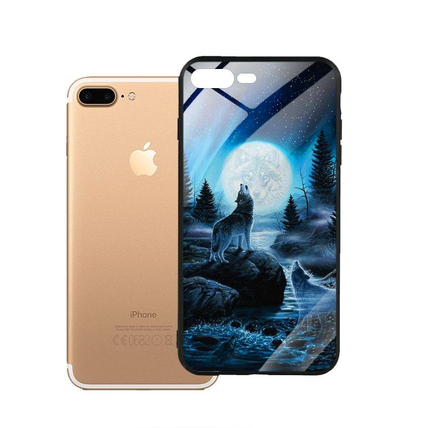 [HCM]Ốp lưng Iphone 7 Plus / 8 Plus - mặt Kính Cường Lực - 03004 0485 Wolf04