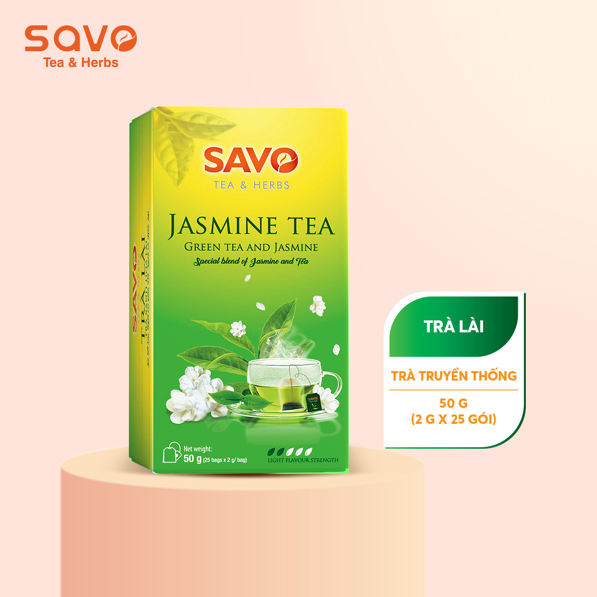 Trà SAVO Lài (Jasmine Tea) - Hộp 25 Túi x 2g