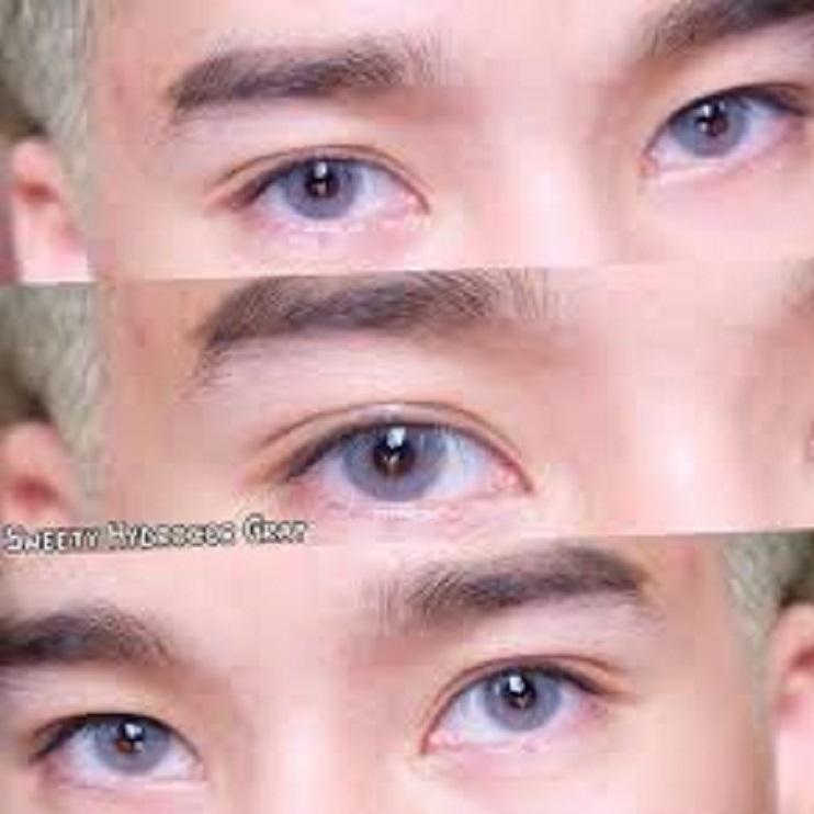 Contact Lens Gray Color Eye Accessory Yearly 0 Degree Korea 1 Gift Lenses Container Case (38)