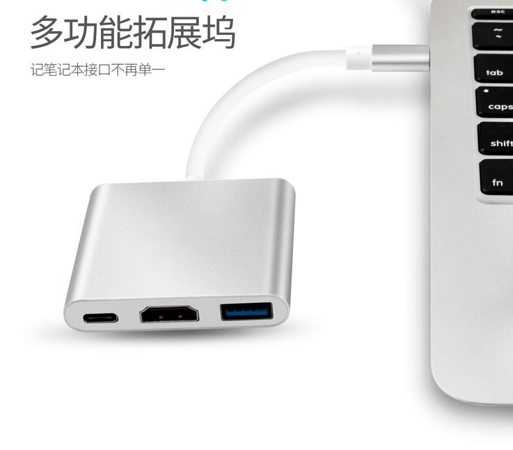 Cáp chuyển từ TypeC sang HDMI + USB 3.0 cho macbook và điện thoại