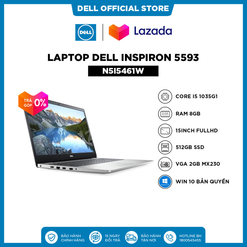 Bảng giá [VOUCHER 200K - Trả góp 0%] Laptop Dell Inspiron 5593  (N5I5513W) Core i5 1035G1 | 15.6inch FullHD | 8GB | 256GB SSD | VGA 2GB MX230 |  Win 10 Bản Quyền Phong Vũ